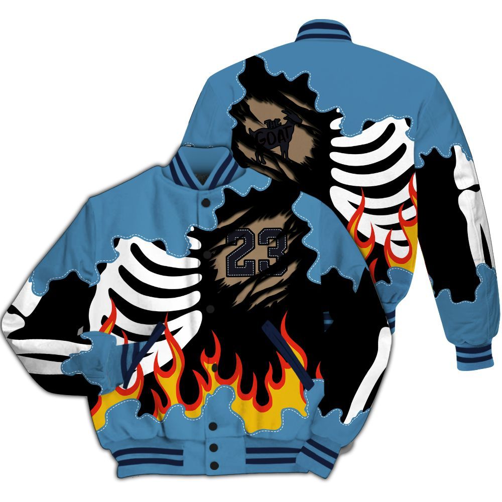 Varsity Jacket To Match Air Force 1 Stash - Burning Skeleton 23 G.O.A.T All Over Print
