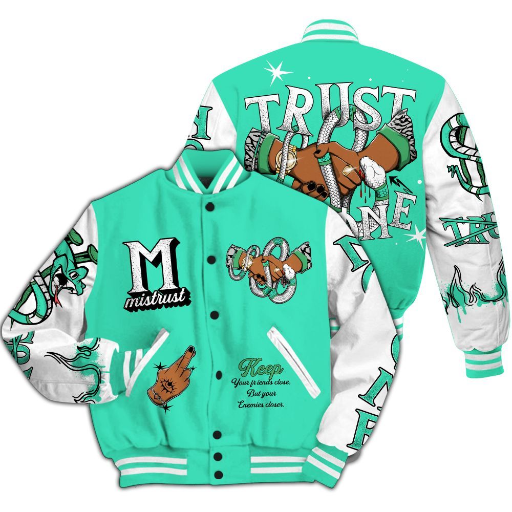 Varsity Jacket To Match Black Green Glow 3s - Trust No One Snake-Bite Street Style All Over Print