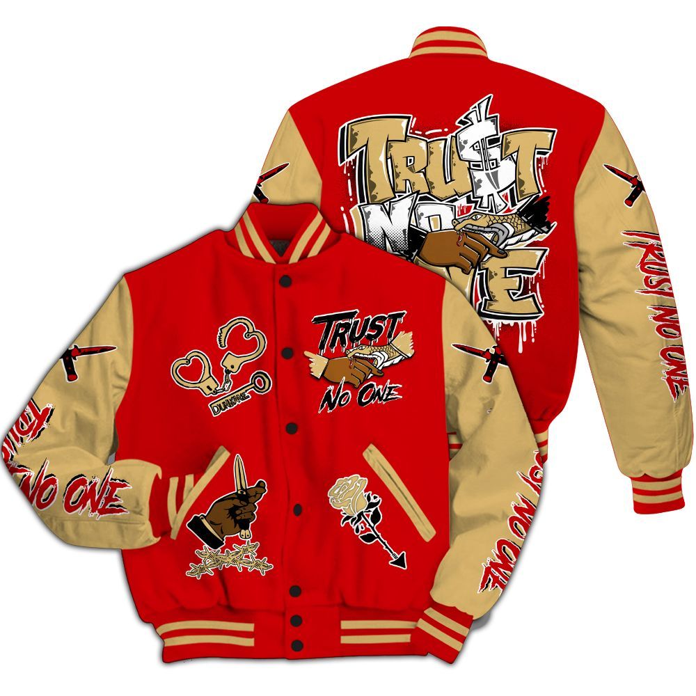 Varsity Jacket To Match Ja 2 Halloween - Trust No One Dripping All Over Print