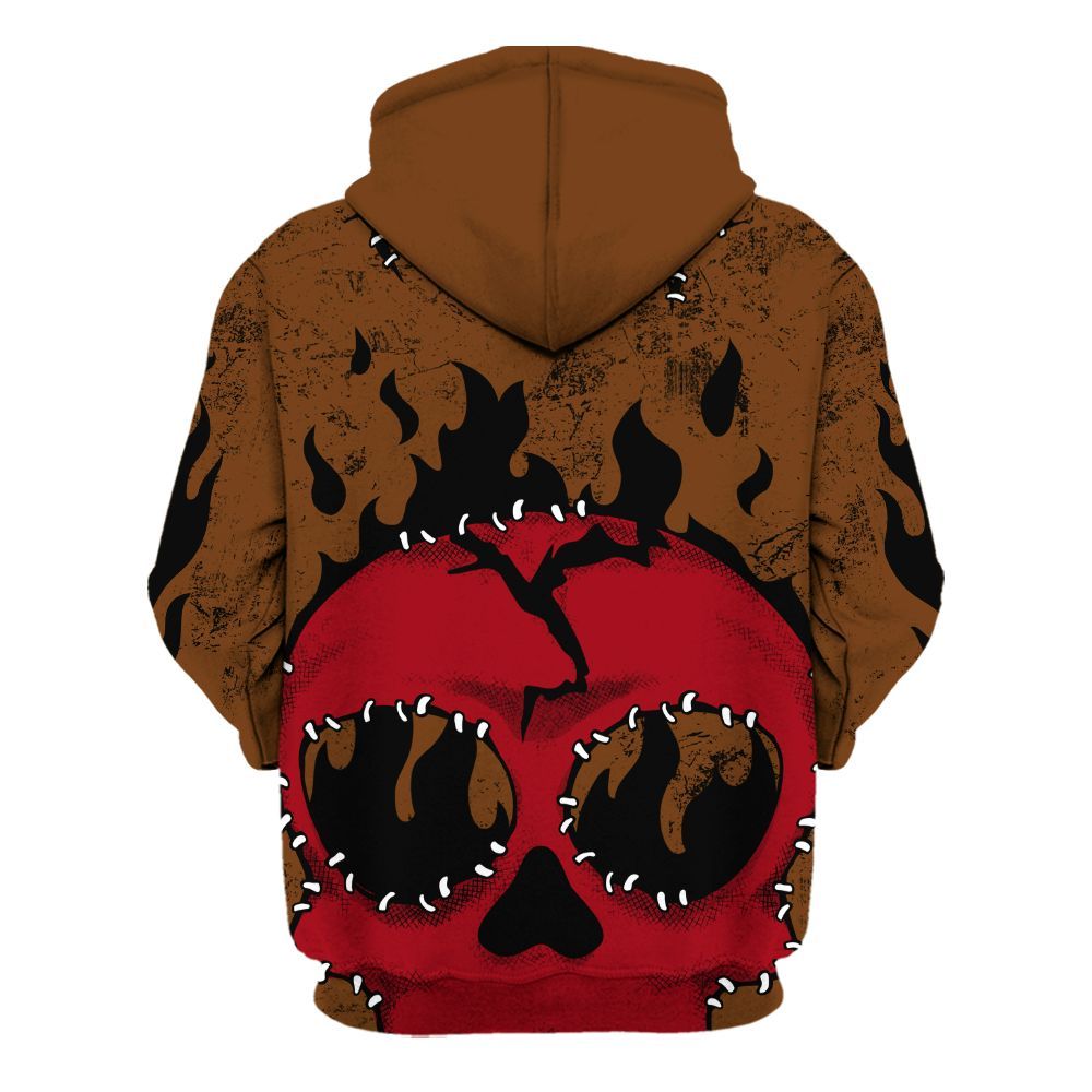 Hoodie To Match Archaeo Brown 5s - Cracked Skull Stitches All Over Print