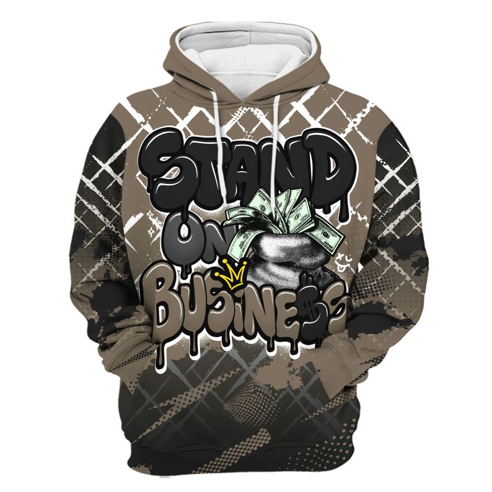 Hoodie To Match Low OG Dark Mocha 1s - Halftone Stand Business Dripping All Over Print