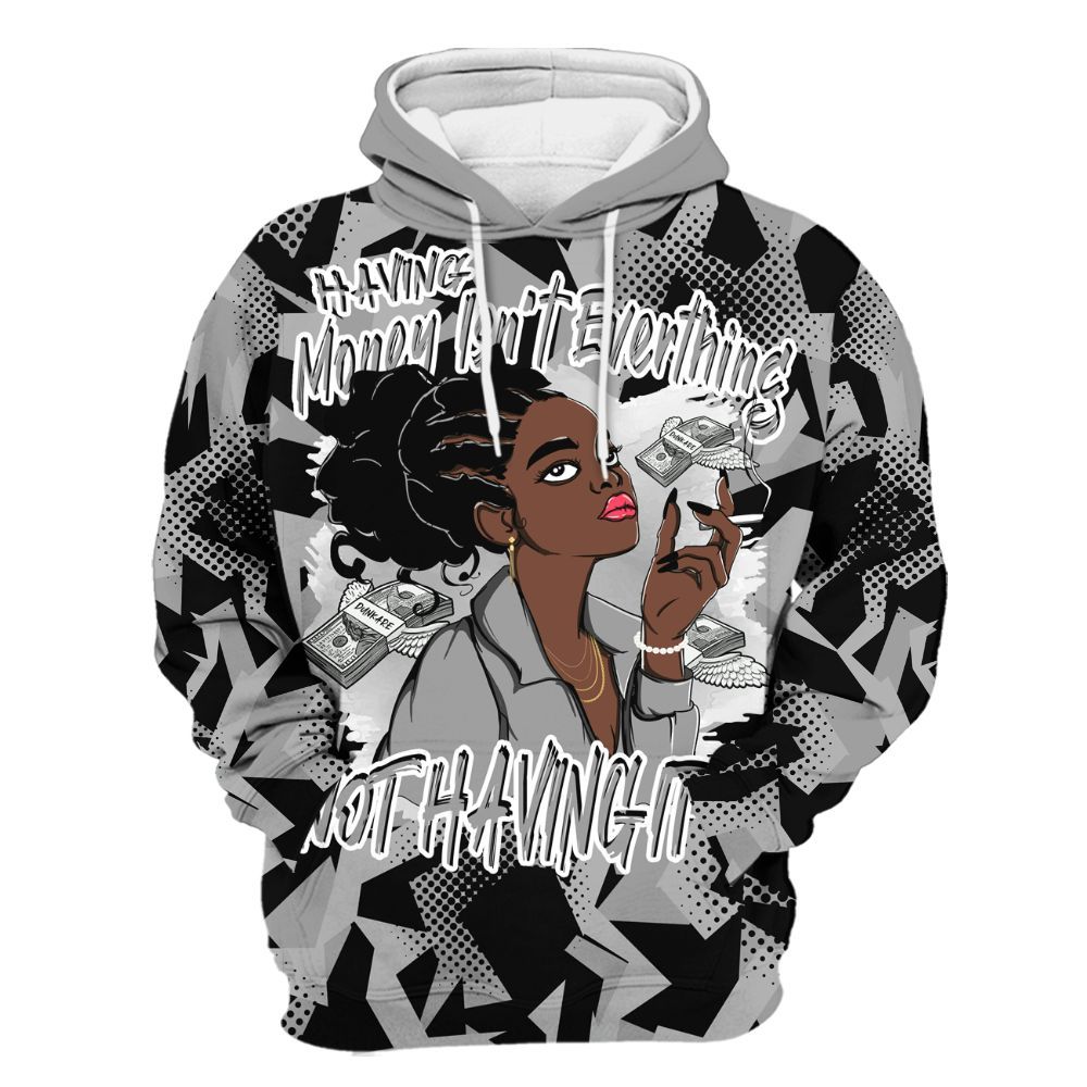 Hoodie To Match Black Wolf Grey 12s - Having Money Isn't Everthing Retro All Over Print