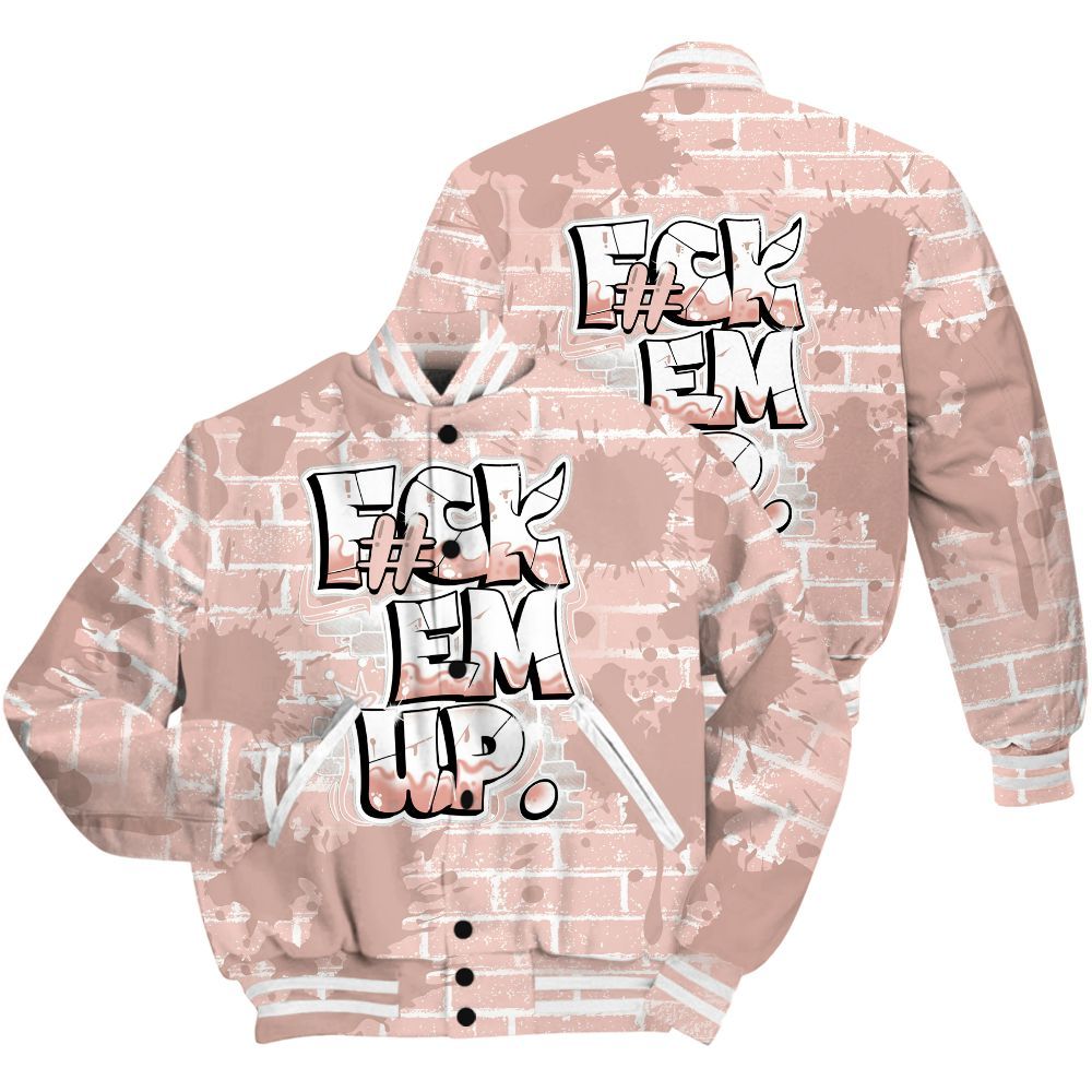 Varsity Jacket To Match Low Legend Pink 11s Shirt - F#ck Em Graphic Brick Art All Over Print