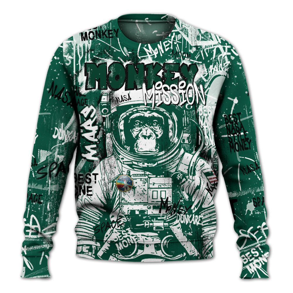 Sweatshirt To Match Oxidized Green 4s - Monkey Misson Space All Over Print
