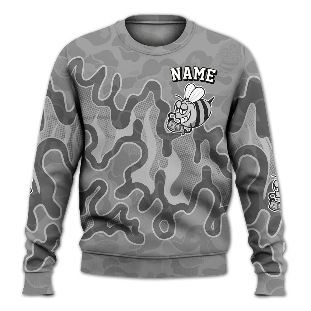 Sweatshirt To Match Black Wolf Grey 12s - No Day Off Graphic Custom Name All Over Print
