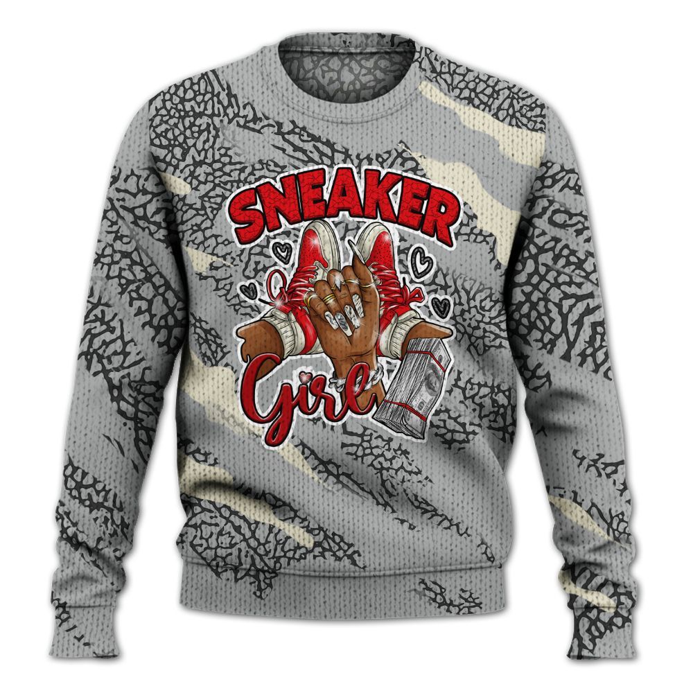 Knitted Sweater To Match Cement Grey 3s - Sneakerz Girlz Colored