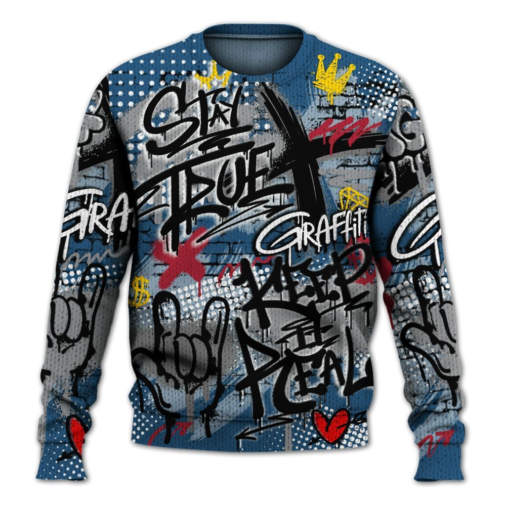 Knitted Sweater To Match Rare Air 3s - True It Real Graffiti Streetwear