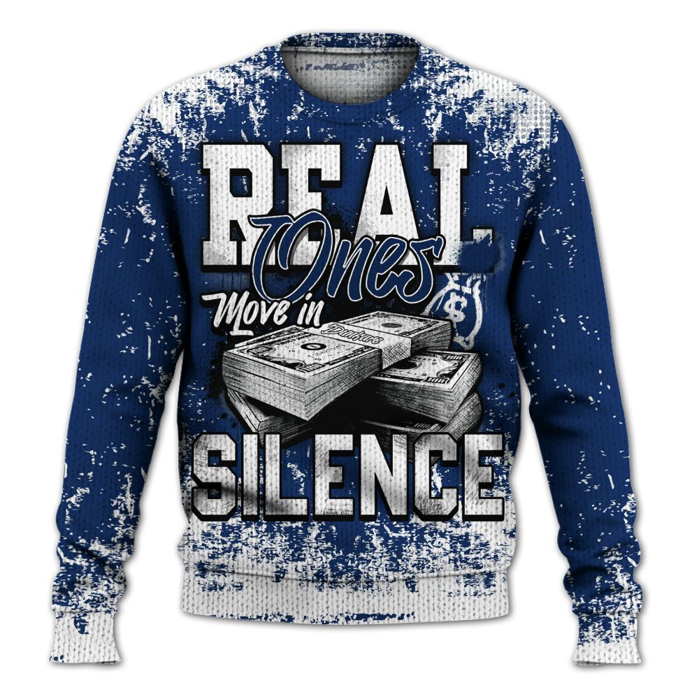 Knitted Sweater To Match High OG Deep Royal Blue 1s - Move In Silence Money Street Retro