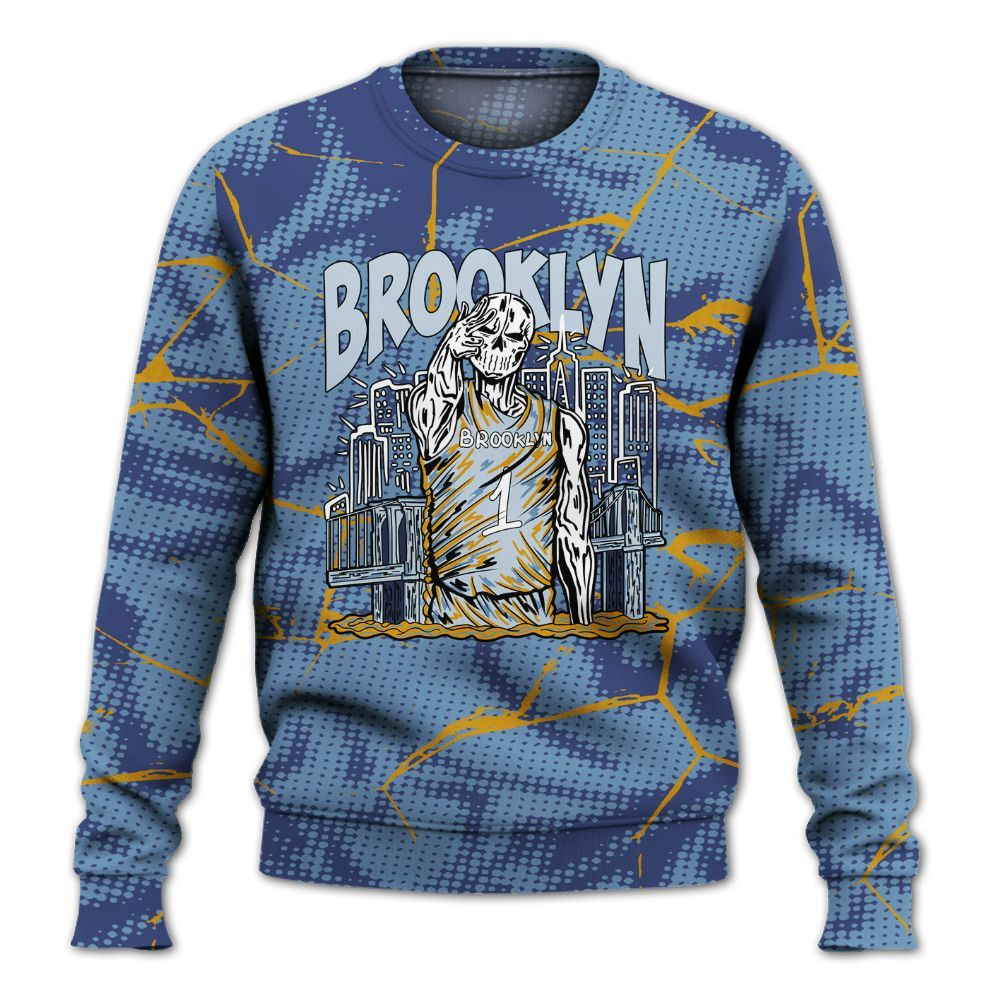 Sweatshirt To Match High OG First In Flight 1s - Brooklyn's Skeleton Crack All Over Print