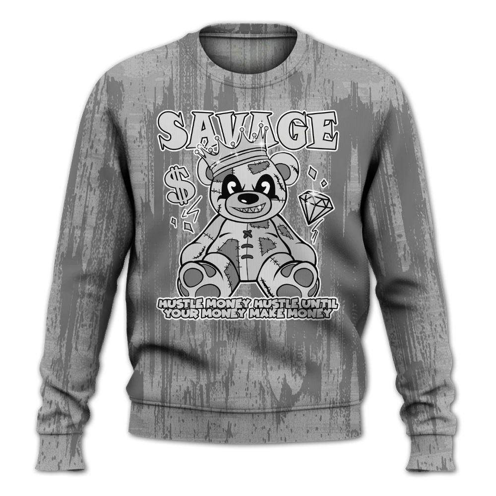 Sweatshirt To Match Black Wolf Grey 12s - Savages Bear Glitch Art All Over Print