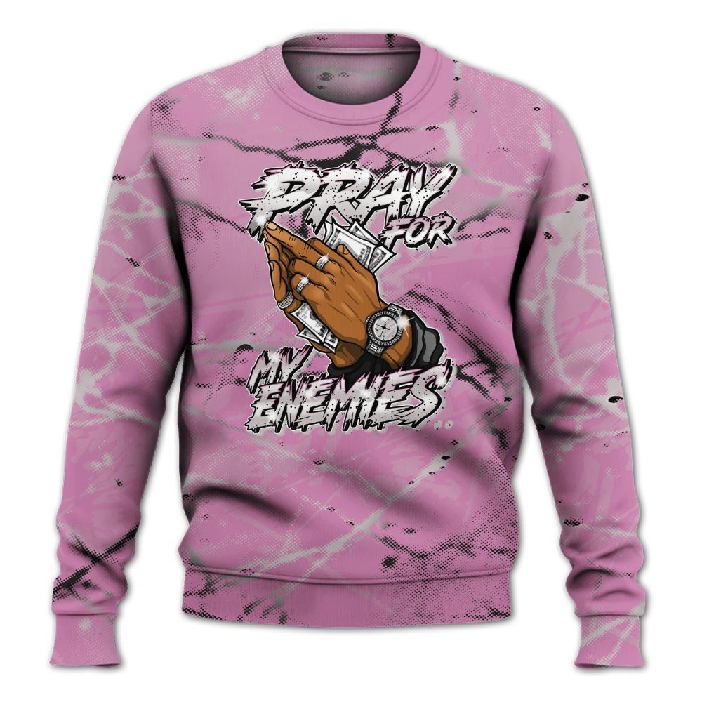 Sweatshirt To Match Neutral Grey Black White Orchid 4s - Prayed For Enemies Graphic All Over Print