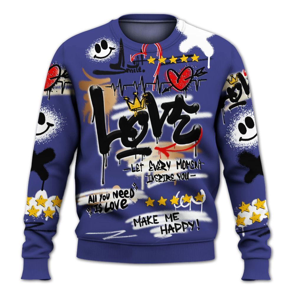 Sweatshirt To Match JM Pro Black Concord - Happy Love Beats Graffiti Streetwear All Over Print