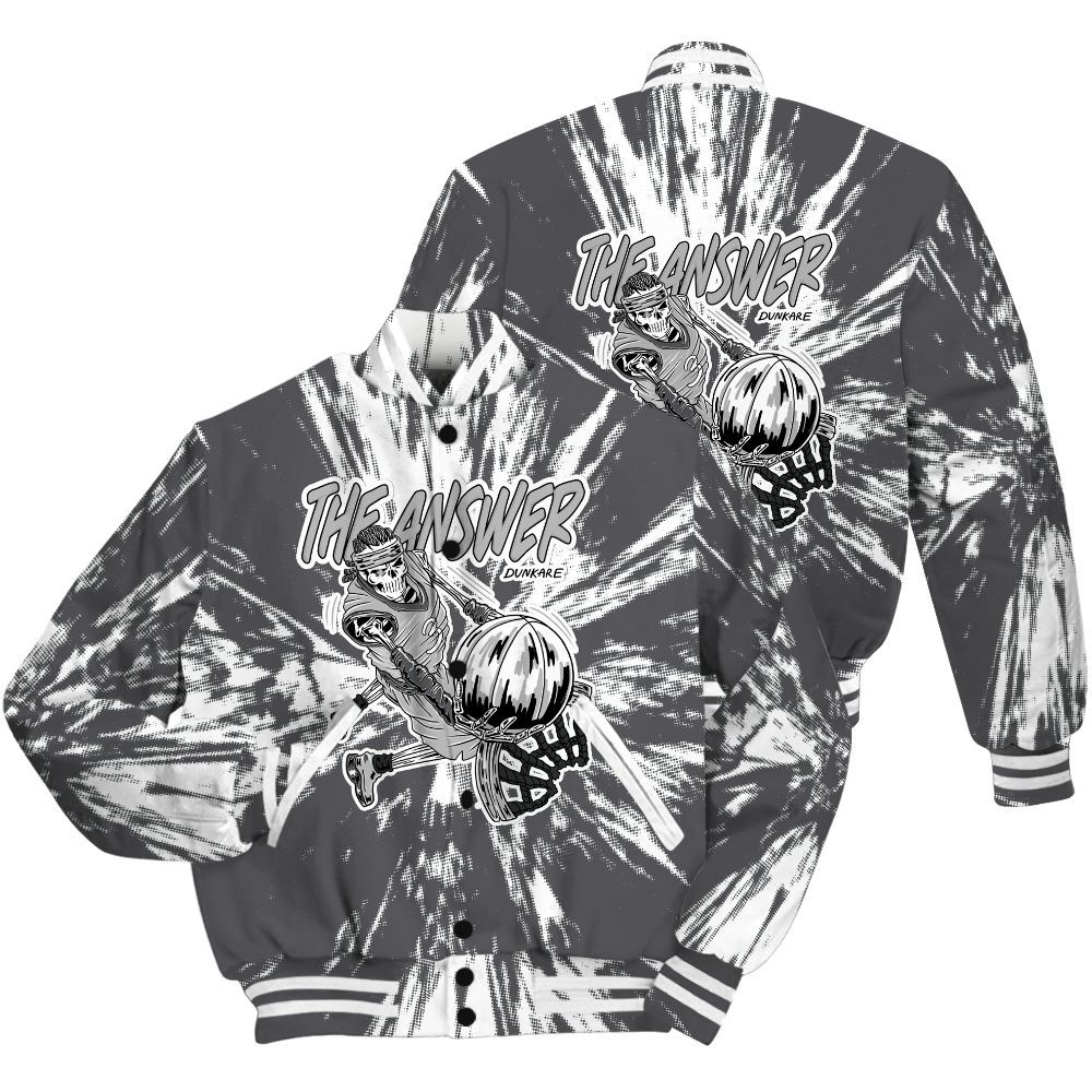 Varsity Jacket To Match White Thunder 4s Shirt - The Answer Skeleton Luxury All Over Print