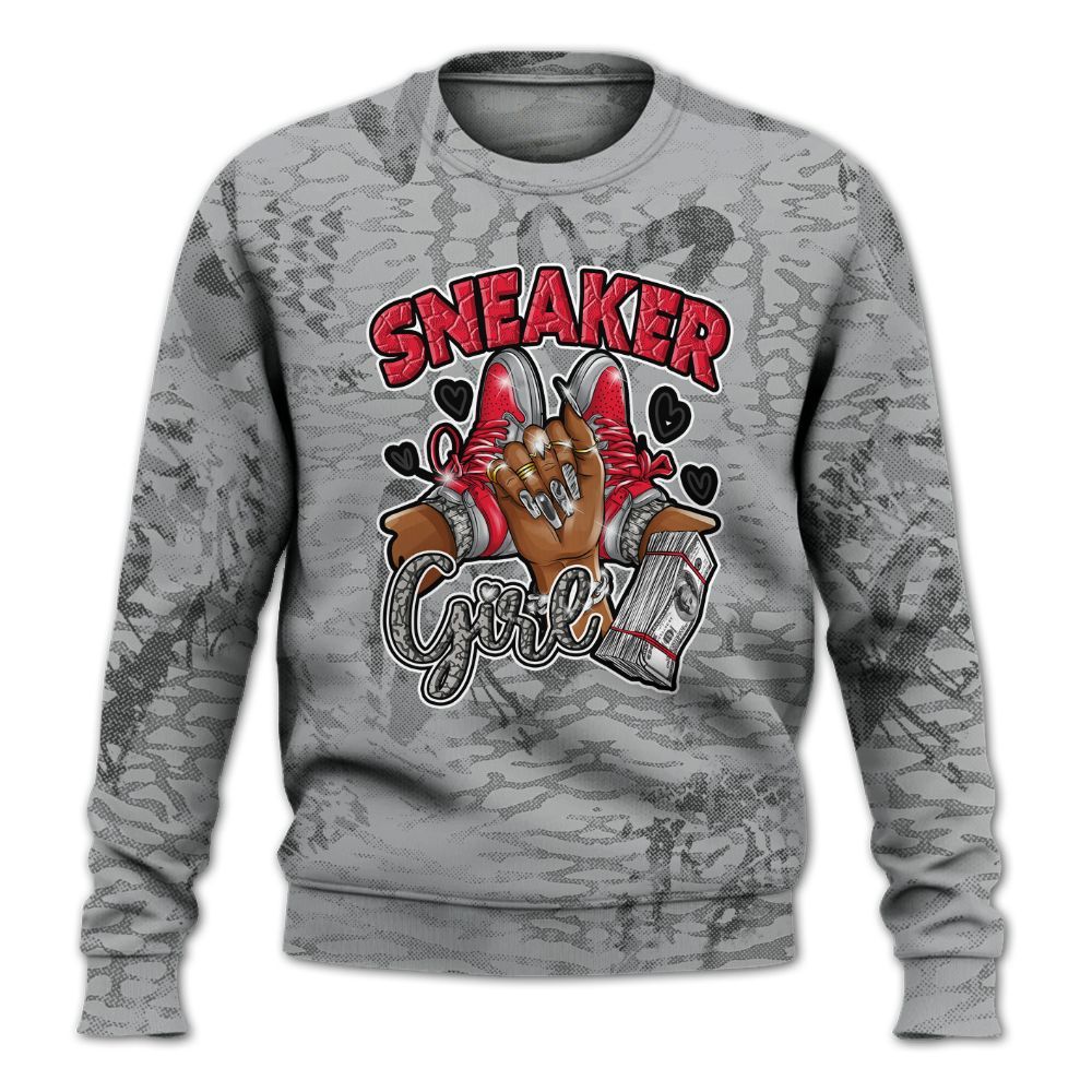 Sweatshirt To Match Black Cement 3s - Sneakerz Girlz Heart Grunge All Over Print