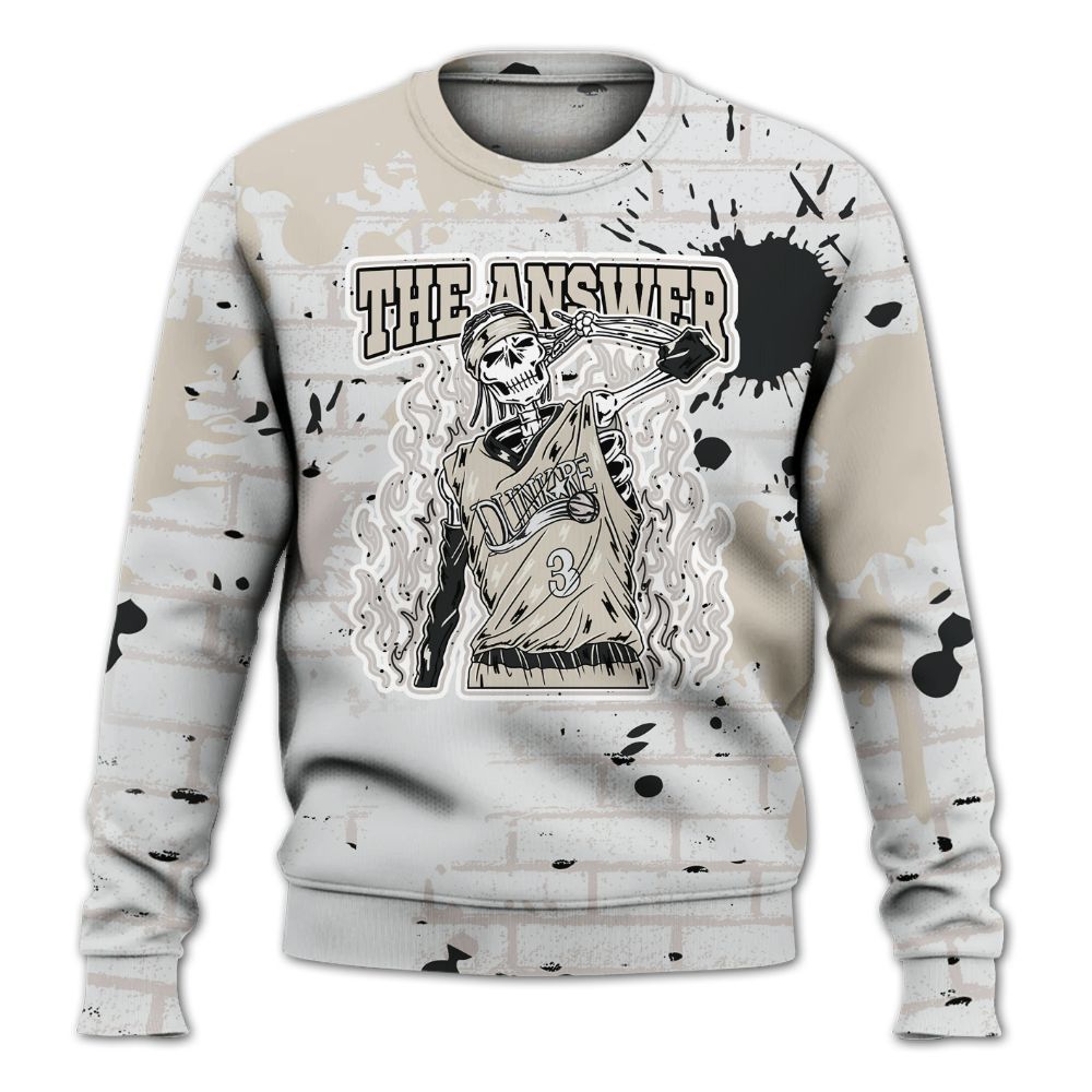 Sweatshirt To Match Retro Reverse Metallic 5s - Allen Answer Skeleton Brick All Over Print
