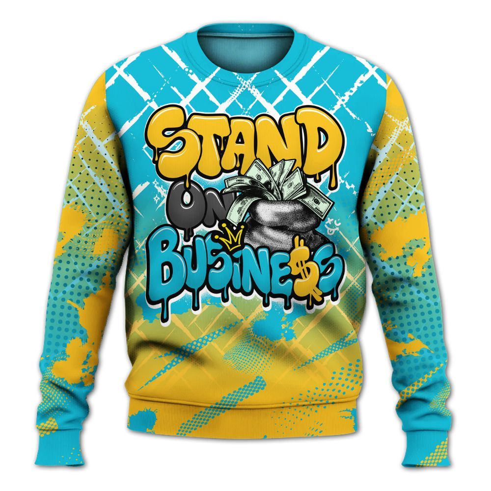 Sweatshirt To Match Retro Aqua 5s - Halftone Stand Business Dripping All Over Print
