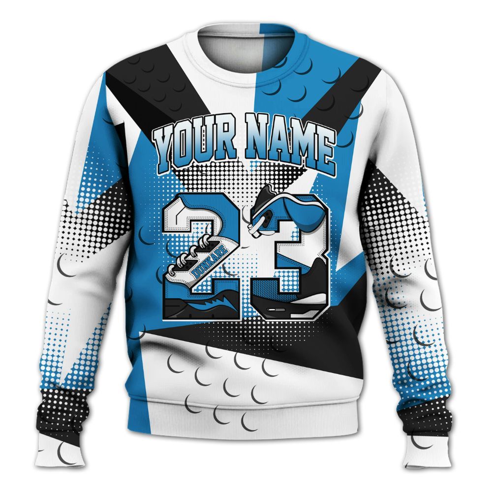 Sweatshirt To Match Retro University Blue 9s - Poly Custom Name Number 23 5s All Over Print