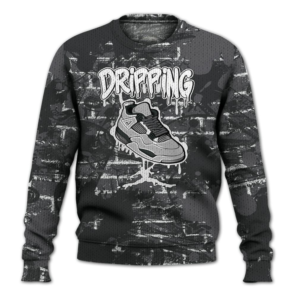 Knitted Sweater To Match White Thunder 4s - Dripping Shoe 4S Graphic Street Art