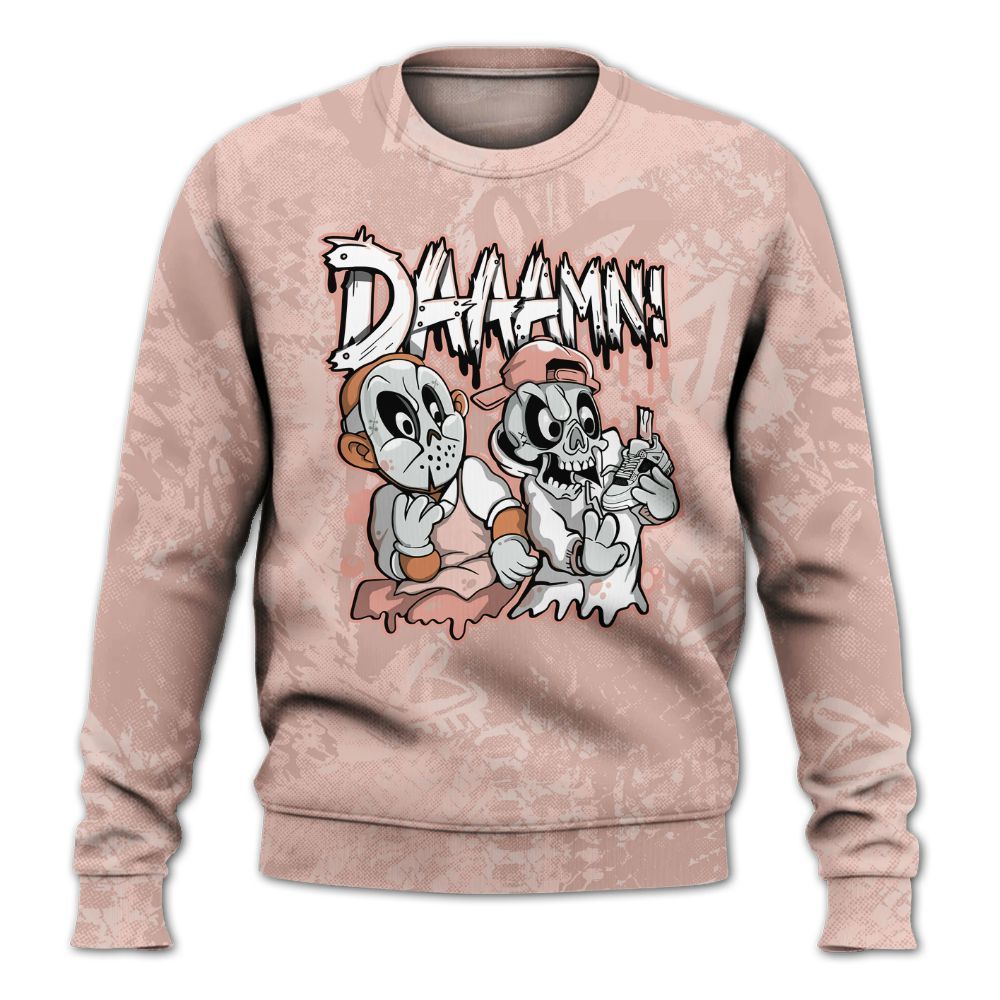 Sweatshirt To Match Low Legend Pink 11s - Damn Shoe Graphic Heart Grunge All Over Print