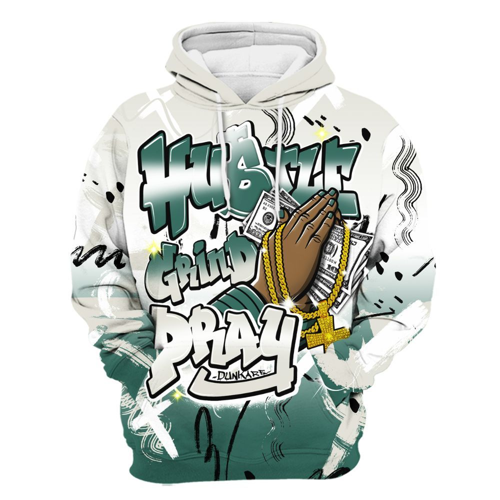 Hoodie To Match RM Oxidized Green 4s - Money Hustle Grind Pray All Over Print