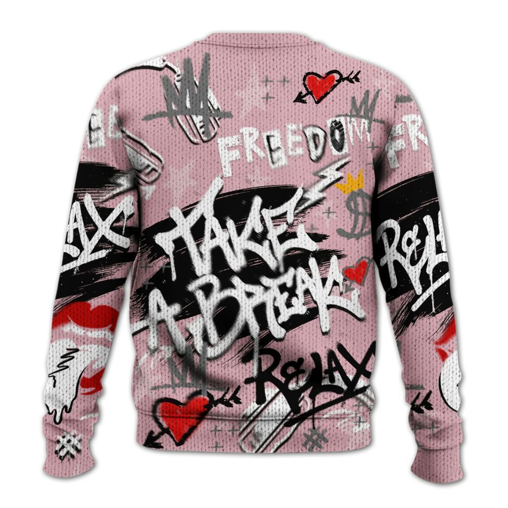 Knitted Sweater To Match Air Max DN Pink Foam - Take Break Freedom Graffiti Streetwear