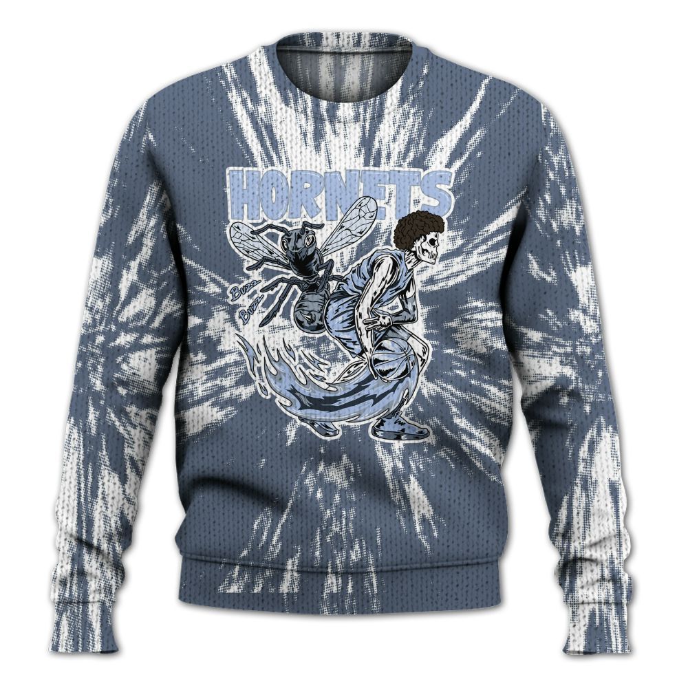 Knitted Sweater To Match Low Diffused Blue 11s - Hornets Skeleton Luxury