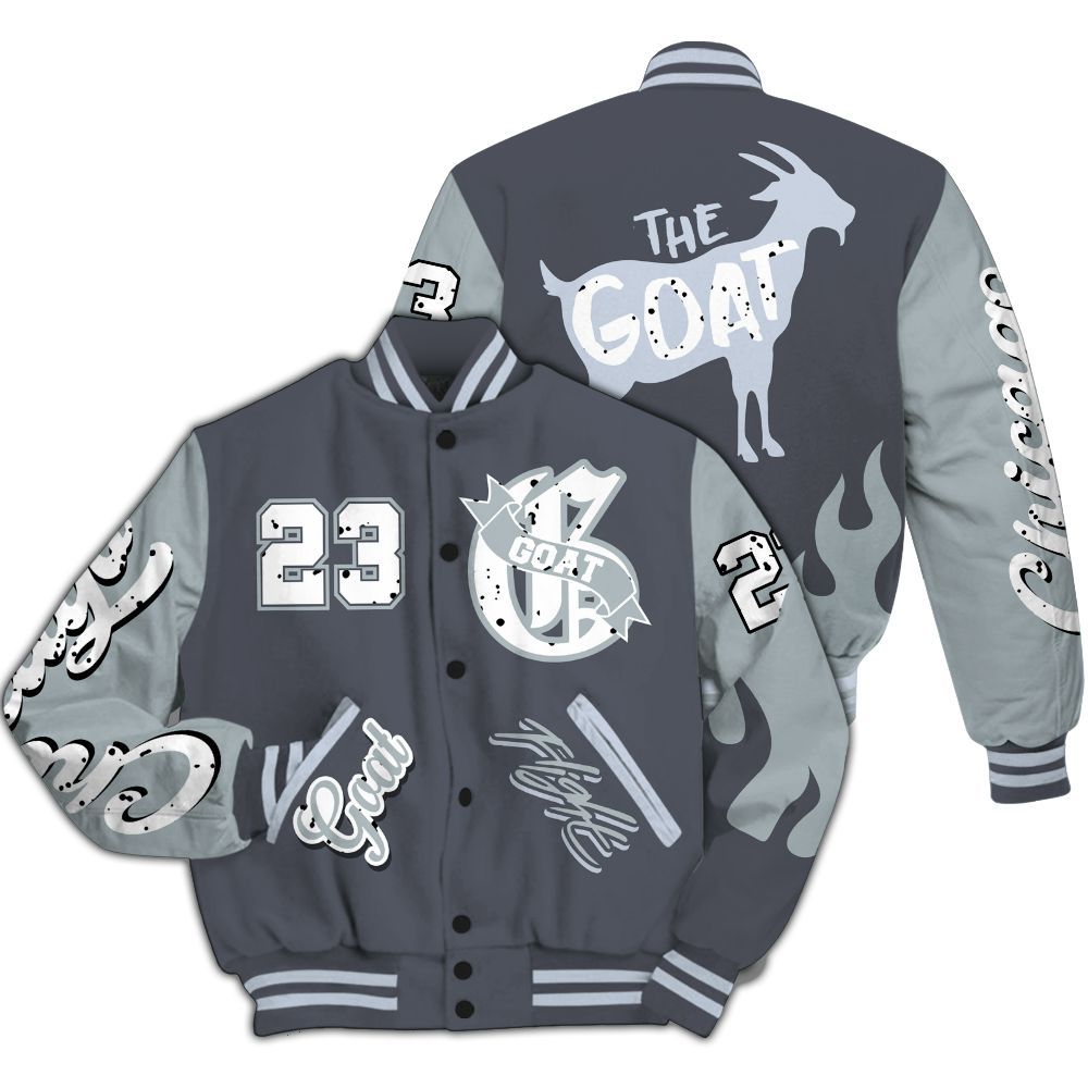 Varsity Jacket To Match Retro Wolf Grey 5s - The G.O.A.T Streetwear All Over Print