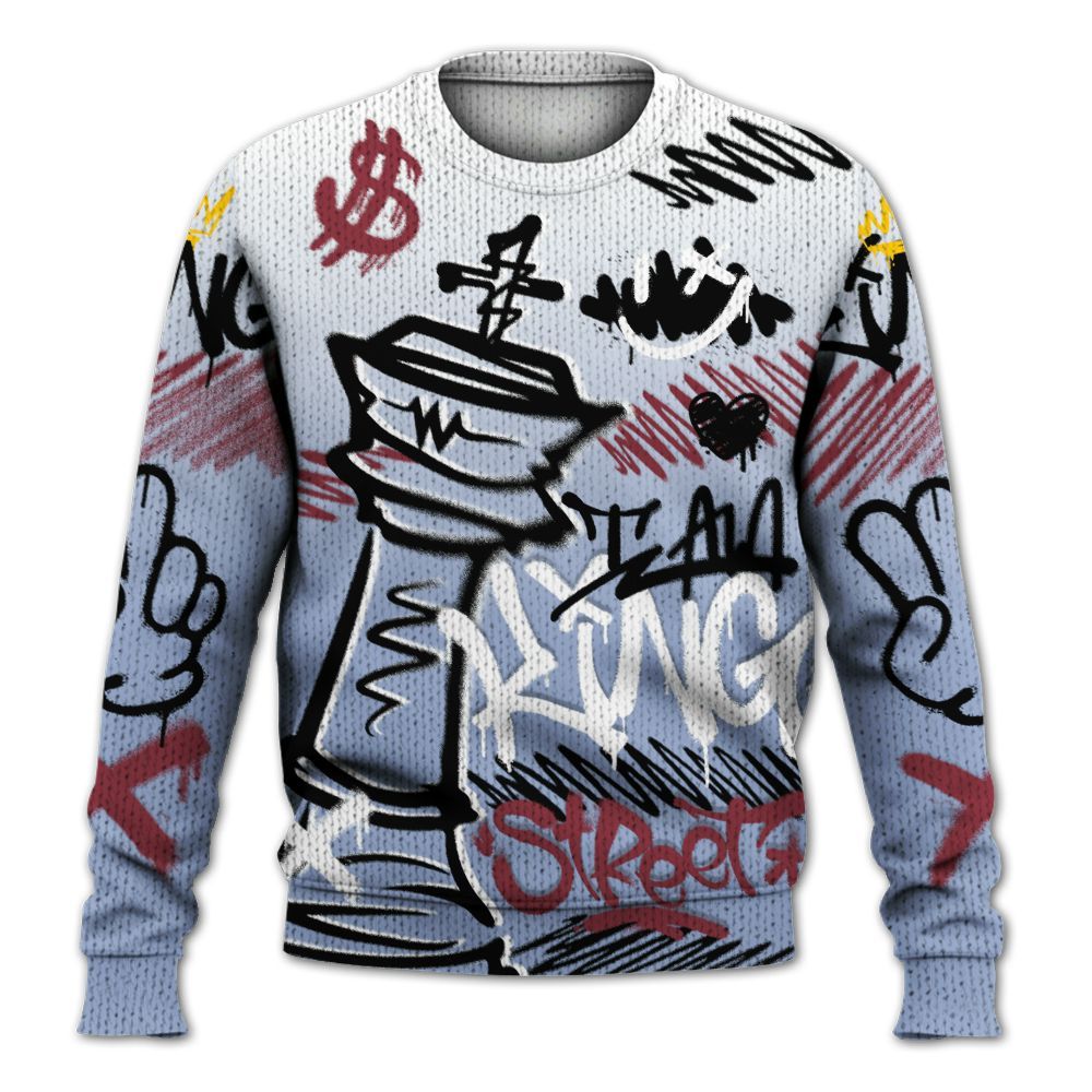 Knitted Sweater To Match Black Metallic 5s - Street King Chess Streetwear