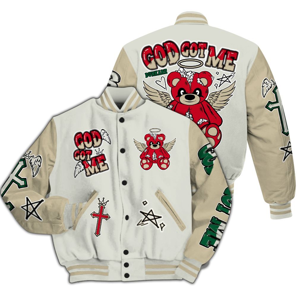Varsity Jacket To Match El Grito 5s - Gods Guides Me Bear All Over Print