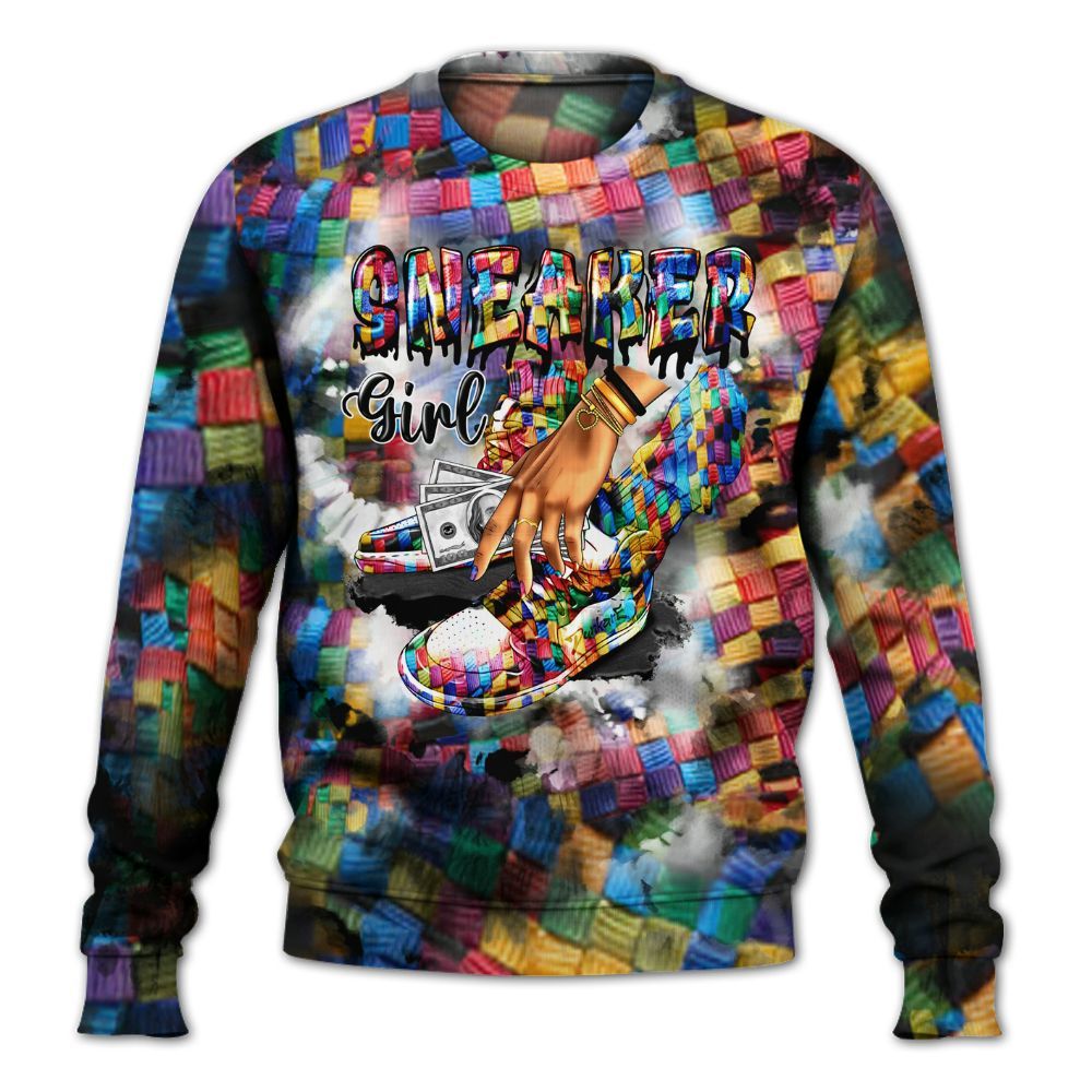 Sweatshirt To Match Air Rainbow Weave - SNEAKER Girl Money Drip Tie Dye All Over Print