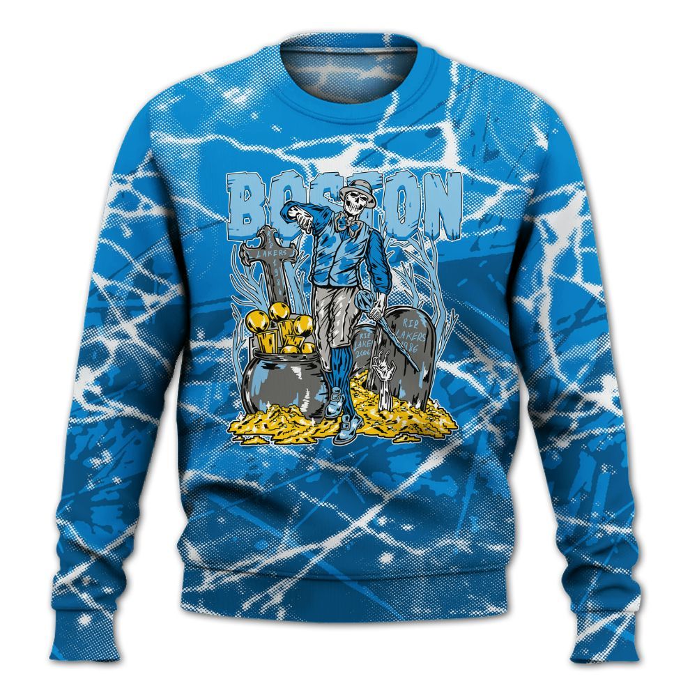 Sweatshirt To Match Industrial Blue 4s - Goldrush Skeleton Profound All Over Print