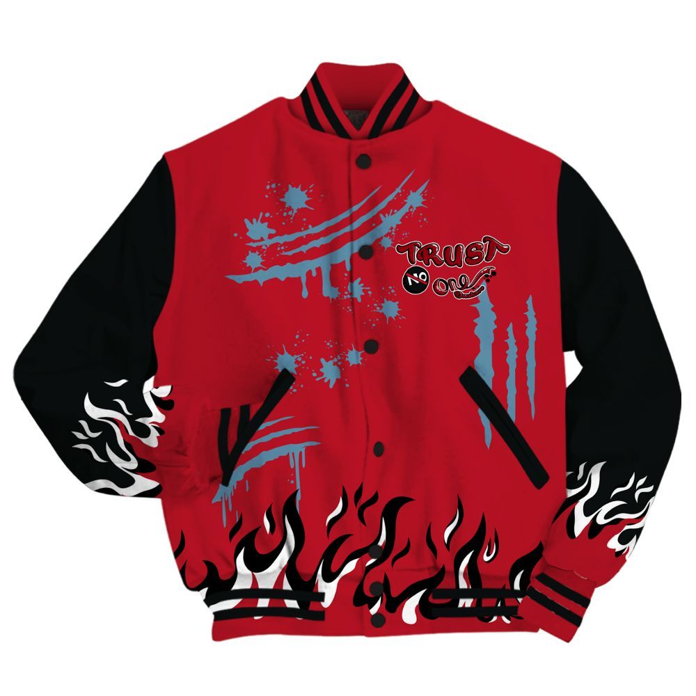 Varsity Jacket To Match Retro Raging Bull 5s - Graphic Trust No One All Over Print