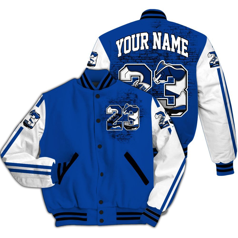 Varsity Jacket To Match Low Game Royal 1s - Custom Name Number 23 5s All Over Print