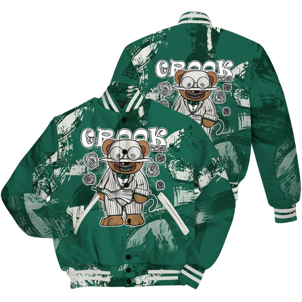 Varsity Jacket To Match Oxidized Green 4s Shirt - Swindler Bear Circle Slpash All Over Print
