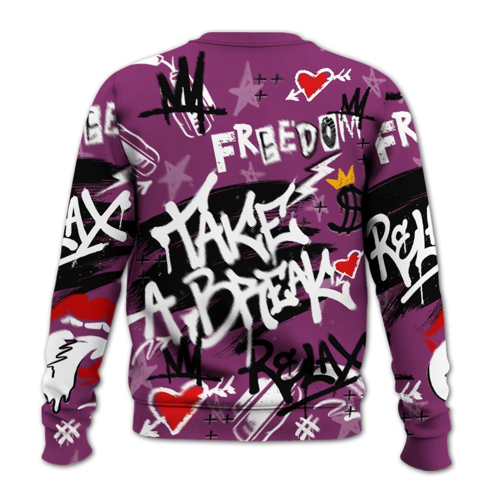 Sweatshirt To Match Air Max Sunder Gore Tex Bold Berry - Take Break Freedom Graffiti Streetwear All Over Print