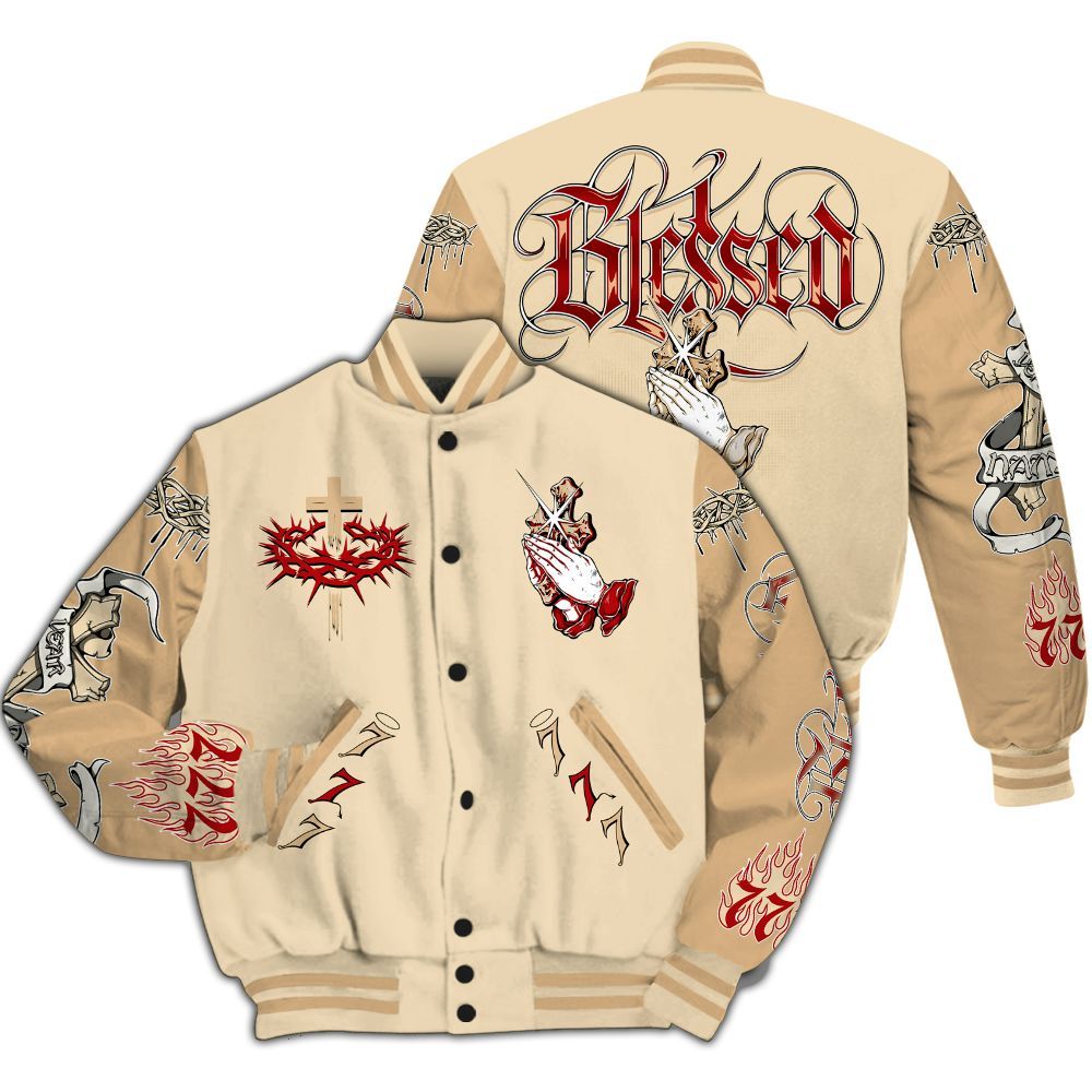 Varsity Jacket To Match Dunk Low Strawberry Waffle - God Blessed Custom Name All Over Print