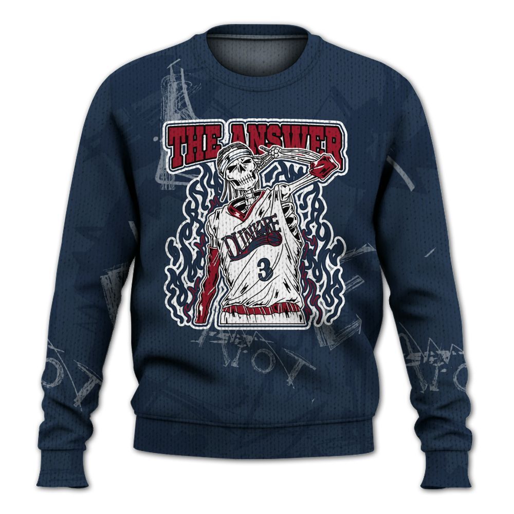 Knitted Sweater To Match White Midnight Navy 6s - Allen Answer Skeleton Messyz