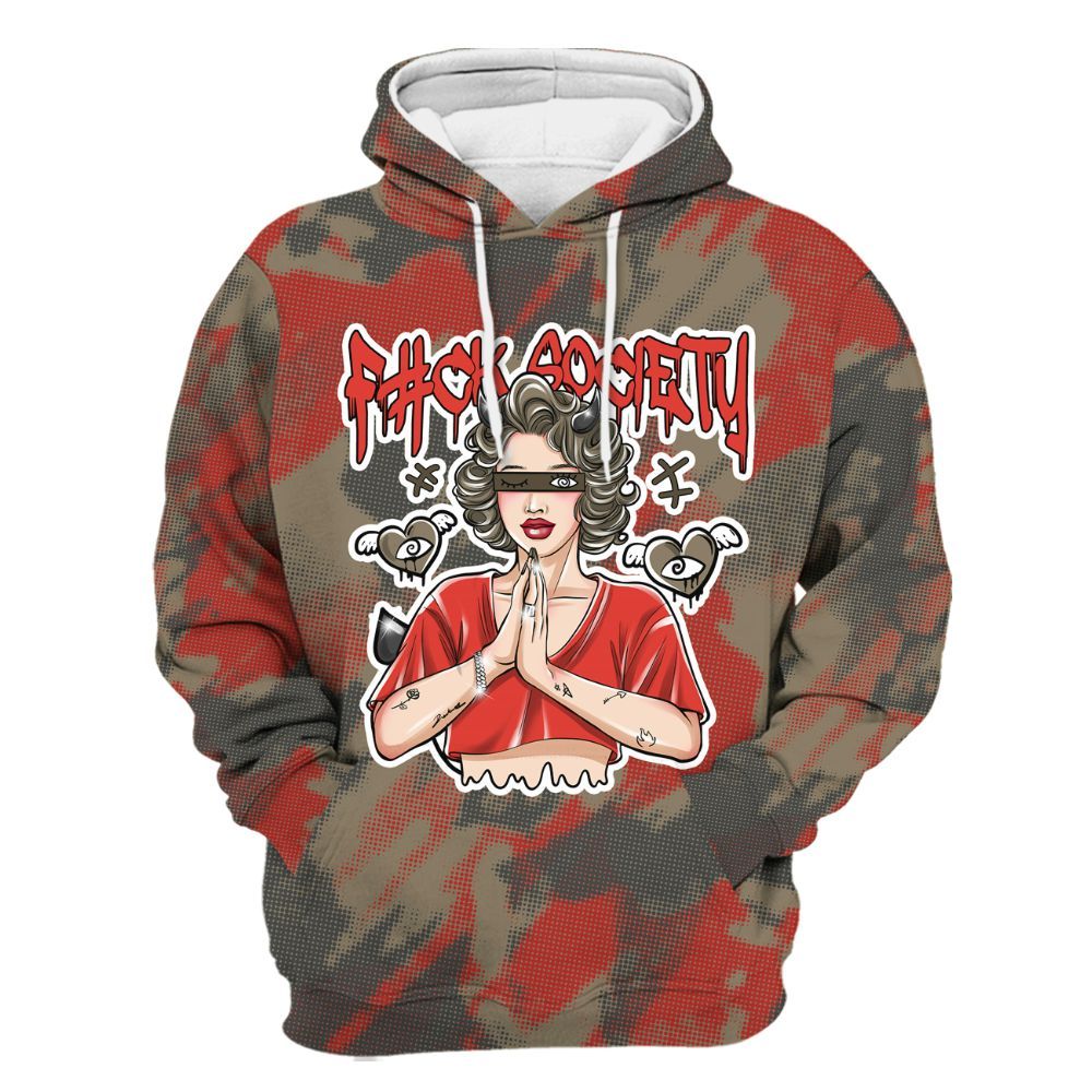 Hoodie To Match Olive 9s - F#ck Xociety Halftone All Over Print