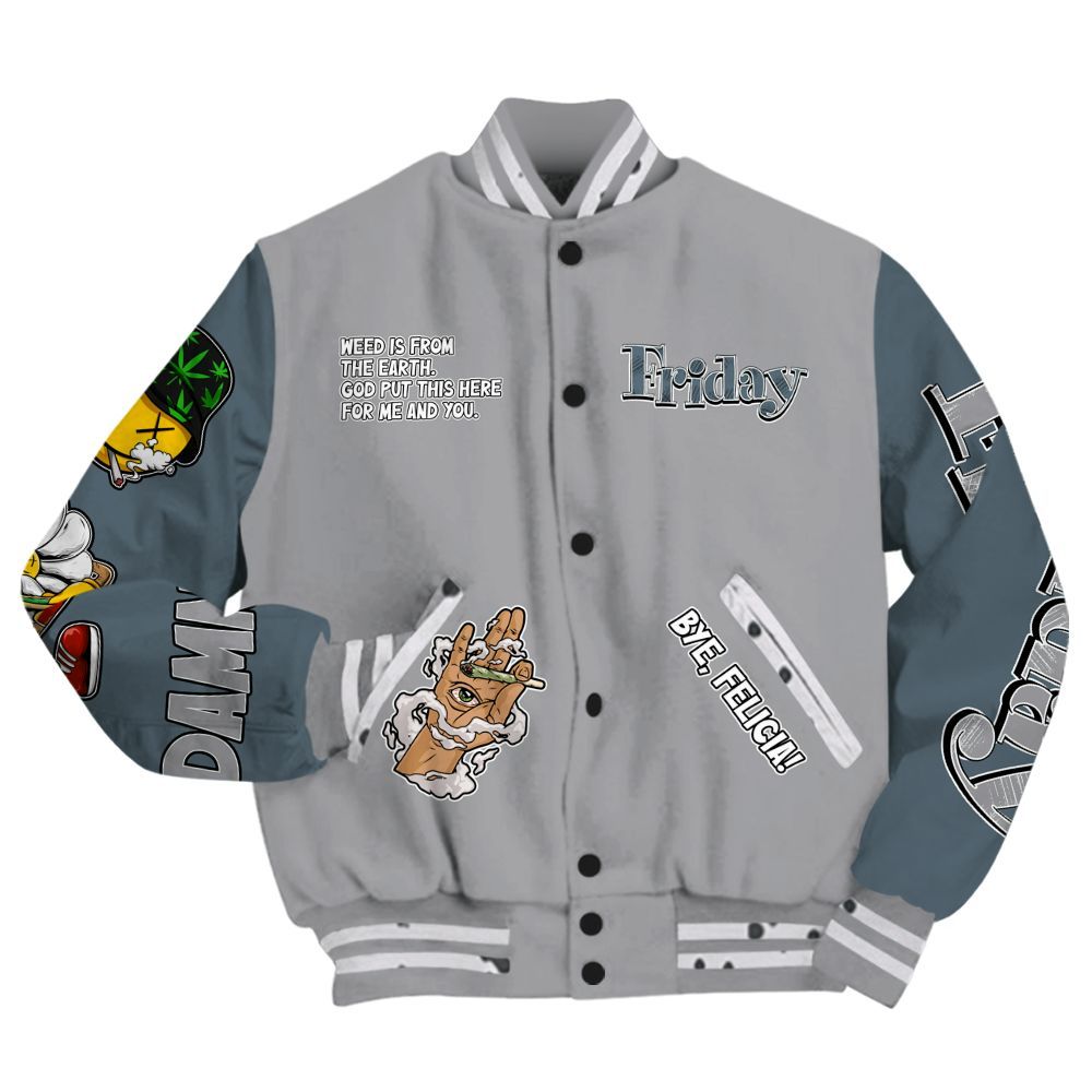 Varsity Jacket To Match Retro Light Graphite Wolf Grey 5s - Friday Sneaker Stress Style All Over Print