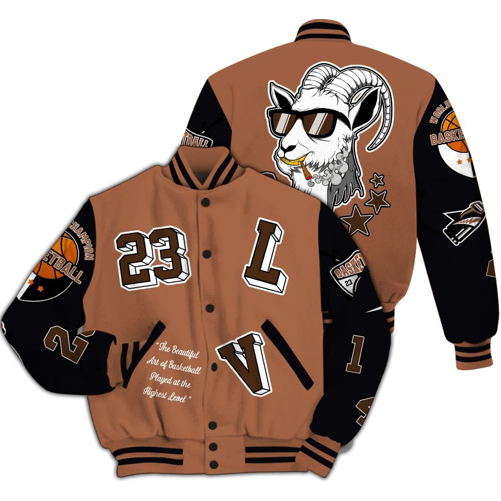 Varsity Jacket To Match Air Foamposite Metallic Copper - The GOAT Got Em Streetwear All Over Print