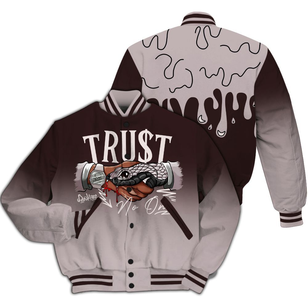 Varsity Jacket To Match AMM Air Smokey Mauve 6s - Trust No One Drip All Over Print