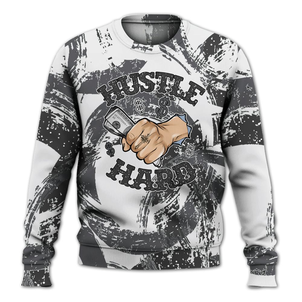 Sweatshirt To Match Reverse Black White 6s - Hustles Hard! Splash All Over Print