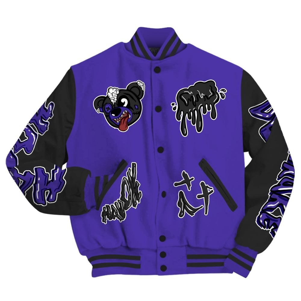 Varsity Jacket To Match Field Purple 12s - Havok Bear All Over Print