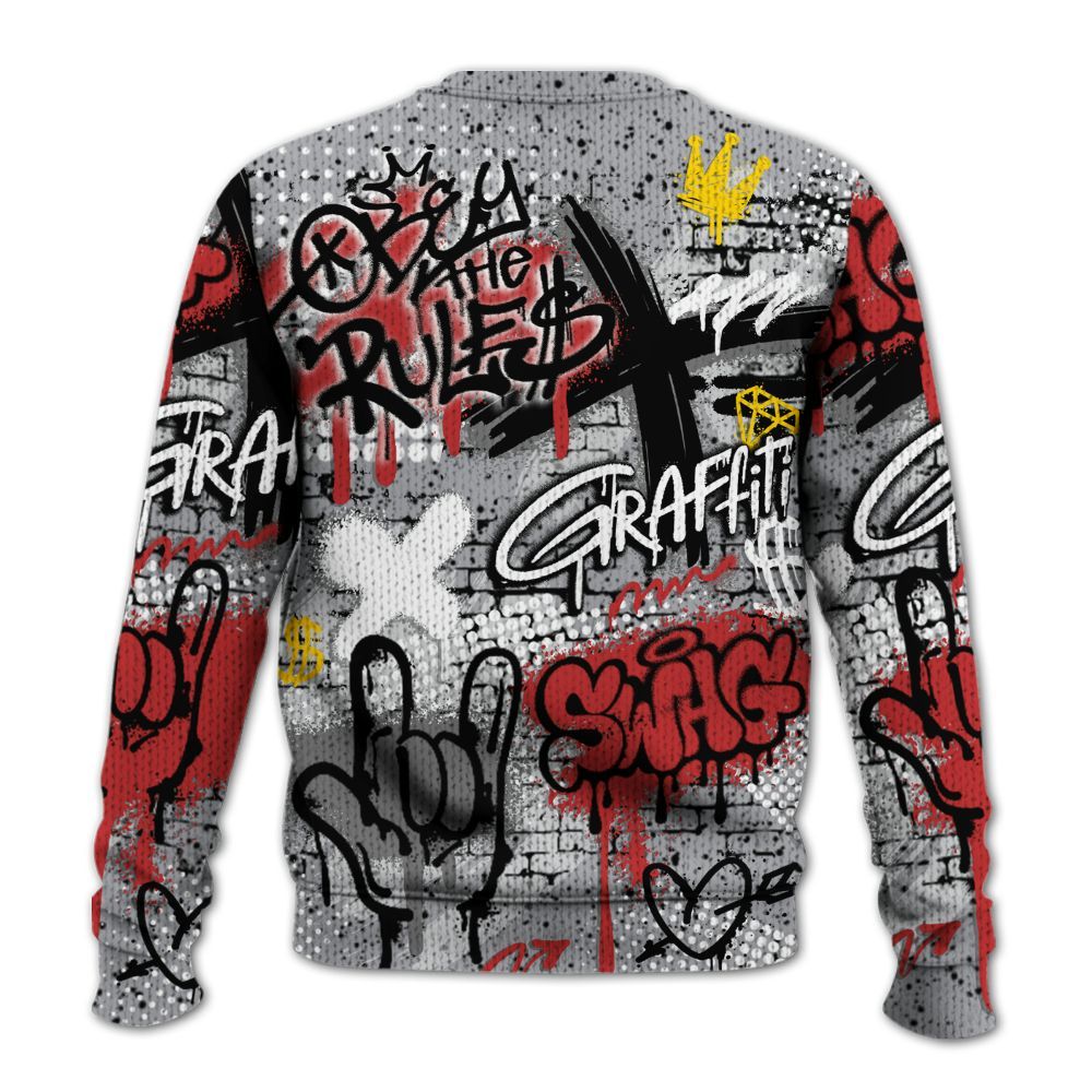 Knitted Sweater To Match White Cement 4s - True It Real Graffiti Streetwear