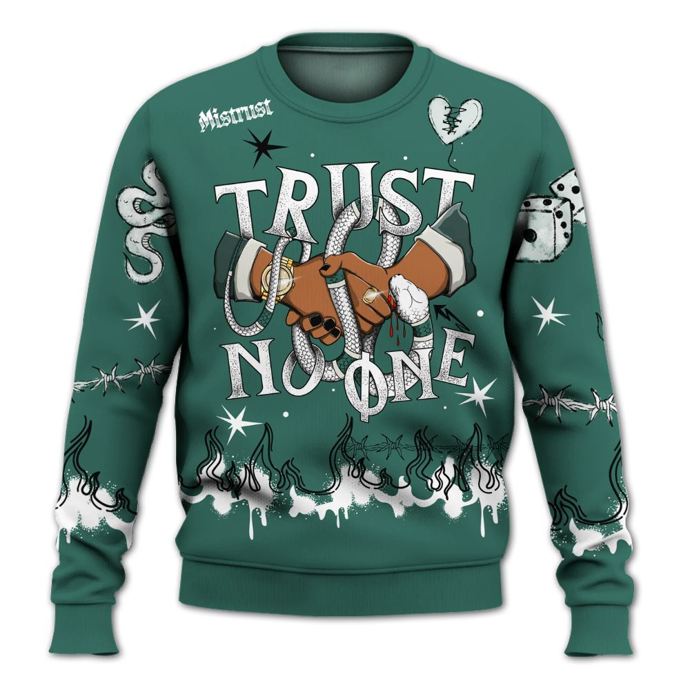 Sweatshirt To Match RM Oxidized Green 4s - Trust No One Snake-Bite Doodle Crayon All Over Print
