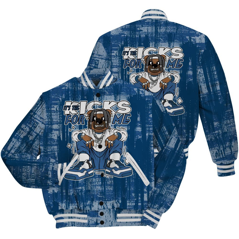 Varsity Jacket To Match High OG Midnight Navy 1s Shirt - Sneakers Bear Glitch Art All Over Print