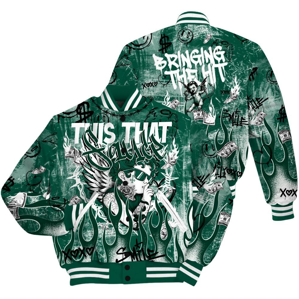 Varsity Jacket To Match Oxidized Green 4s Shirt, This That Sauce Angel All Over Print