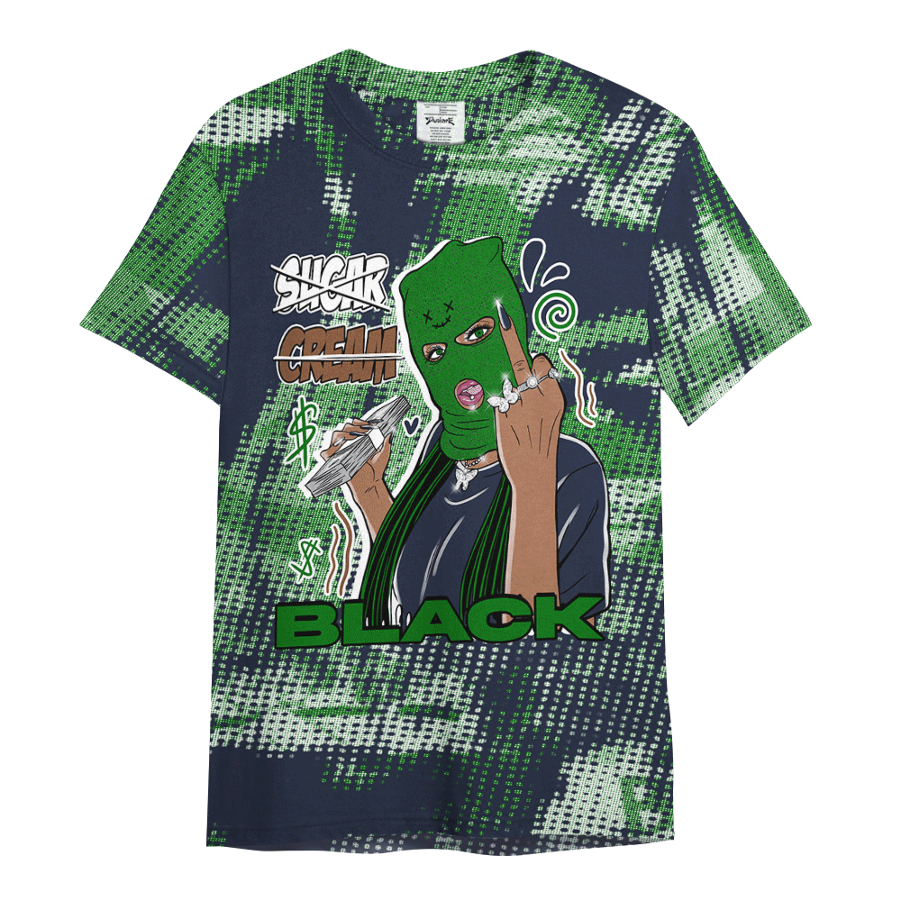 Shirt To Match Midnight Navy 13s - Black Sugarcream Black Unique Letter Pattern Shirt Unisex