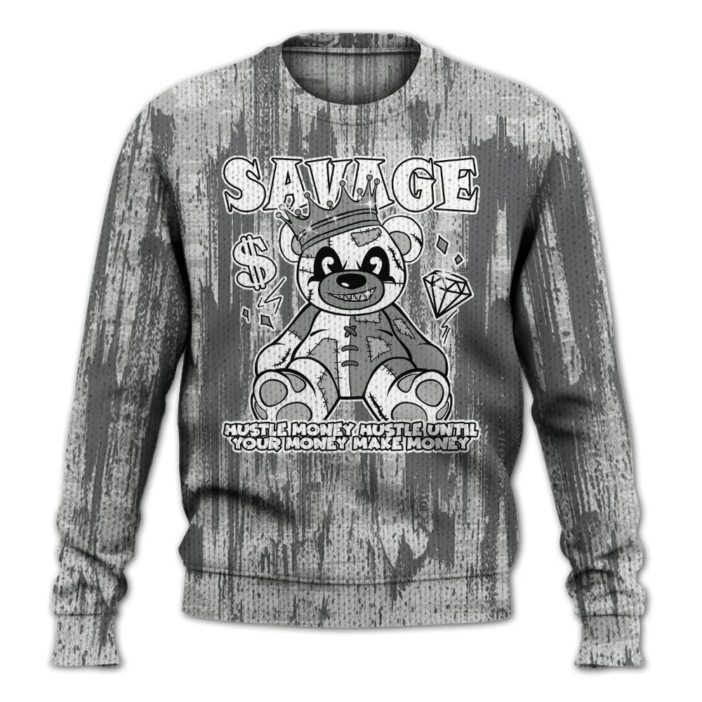 Knitted Sweater To Match Retro Wet Cement 4s - Savages Bear Glitch Art
