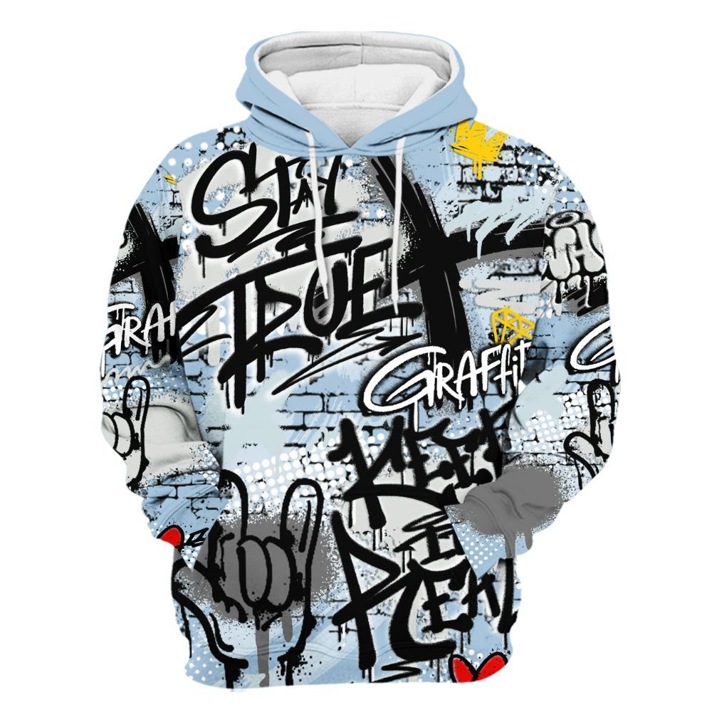 Hoodie To Match Forget Me Not 4s - True It Real Graffiti Streetwear All Over Print
